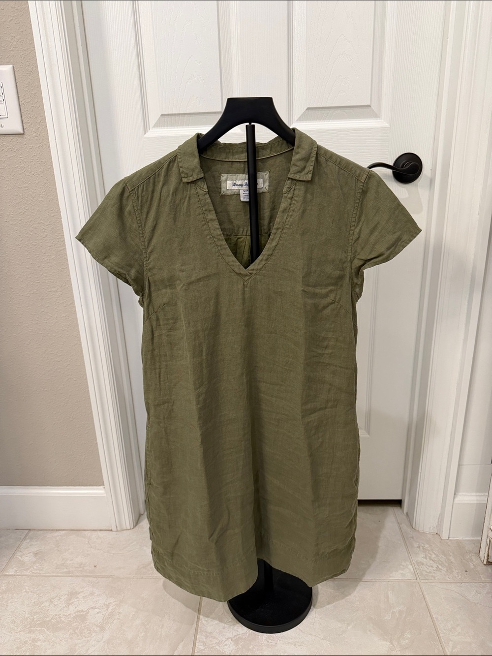 Tommy Bahama Olive Linen Short Sleeve dress